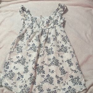 Floral White and Blue Women's Dress